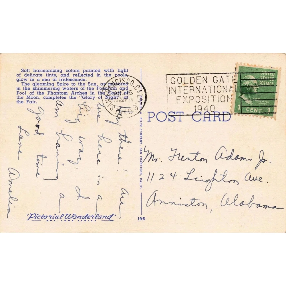 1940 Golden Gate Exposition Postcard Tower Sun Phantom Arches‎ San Francisco - Picture 2 of 2